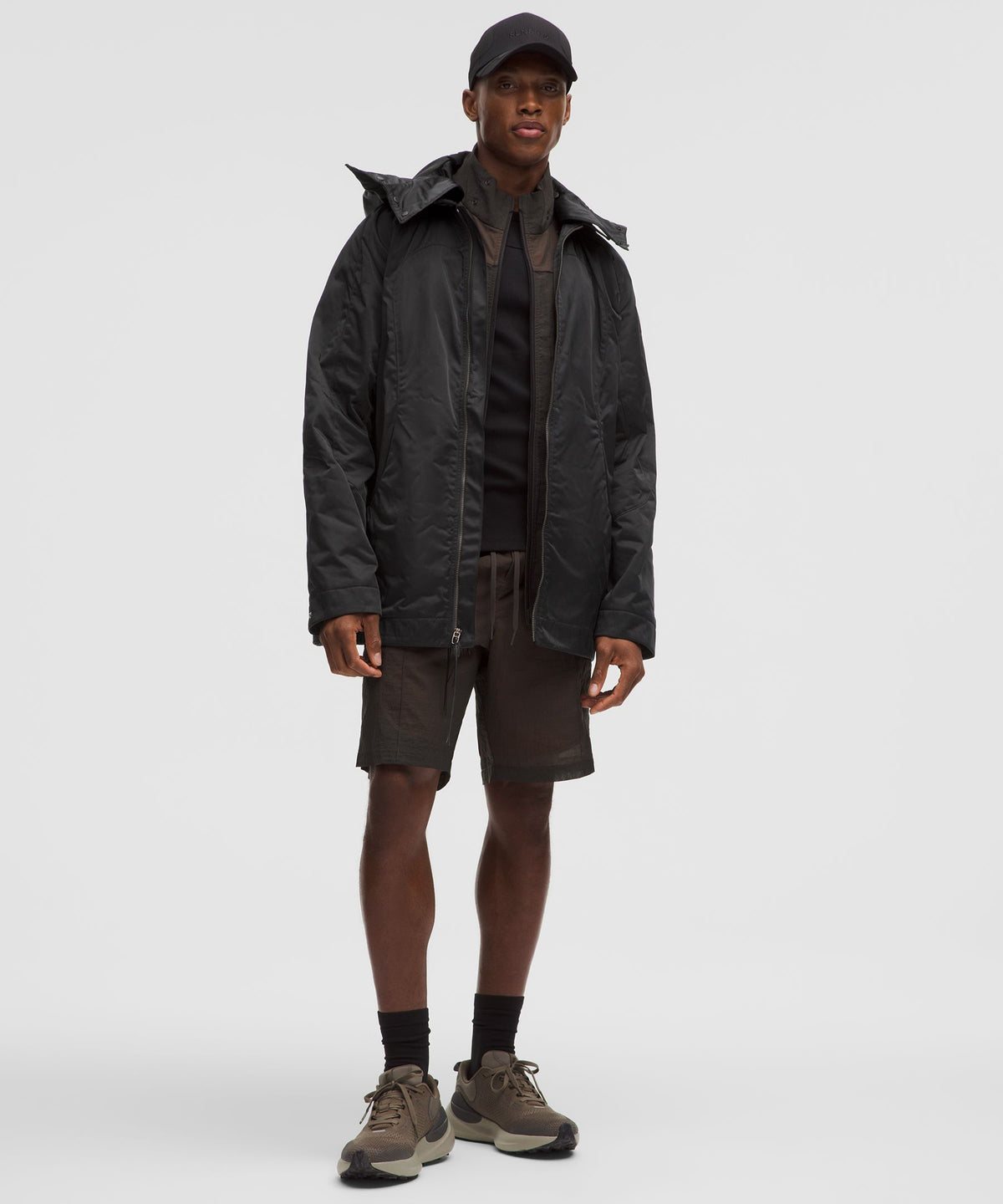 Taffeta Removable-Hood Collared JacketSLNSH Collection