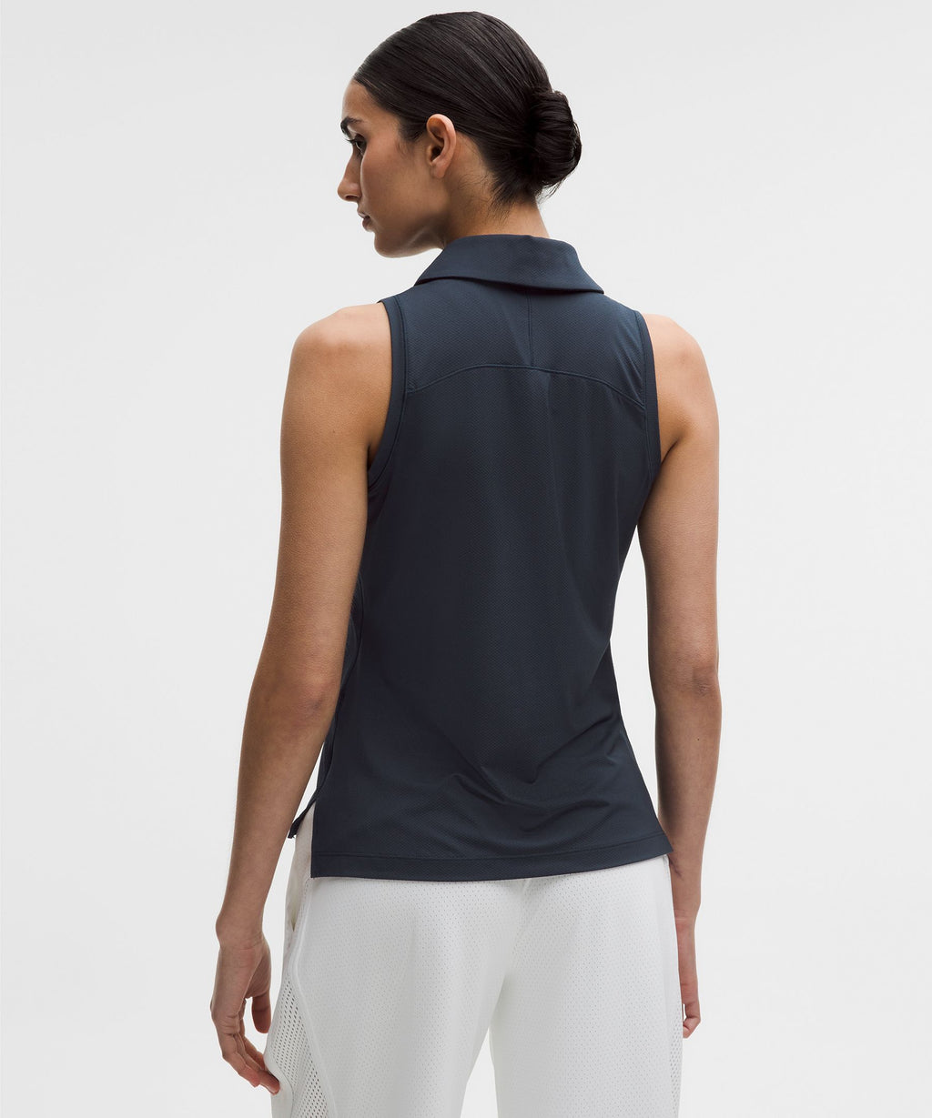 Quick-Dry Sleeveless Polo Shirt Straight HemLogo