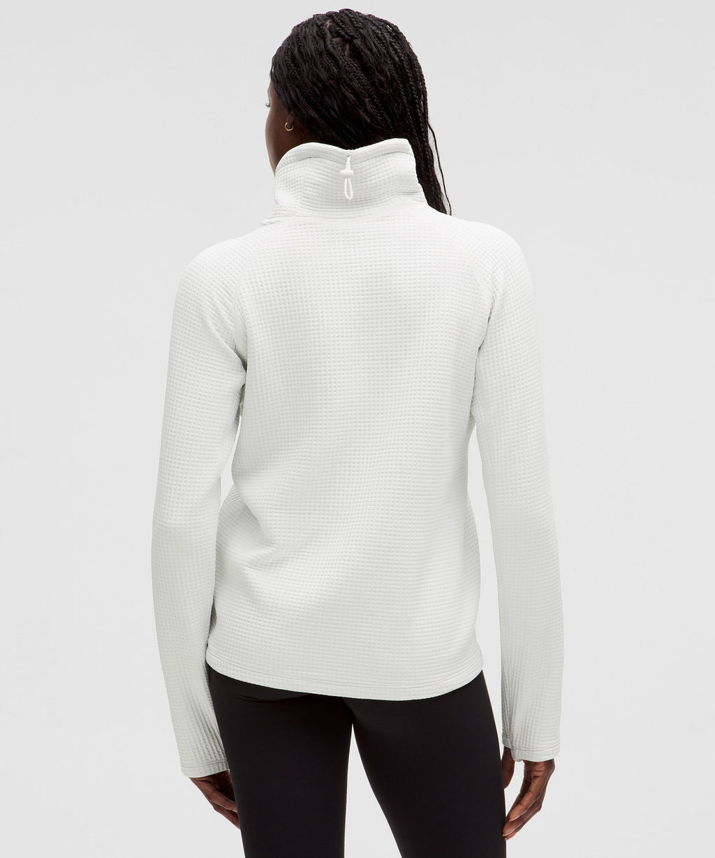 Waffle-Knit Funnel-Neck Long-Sleeve Shirt