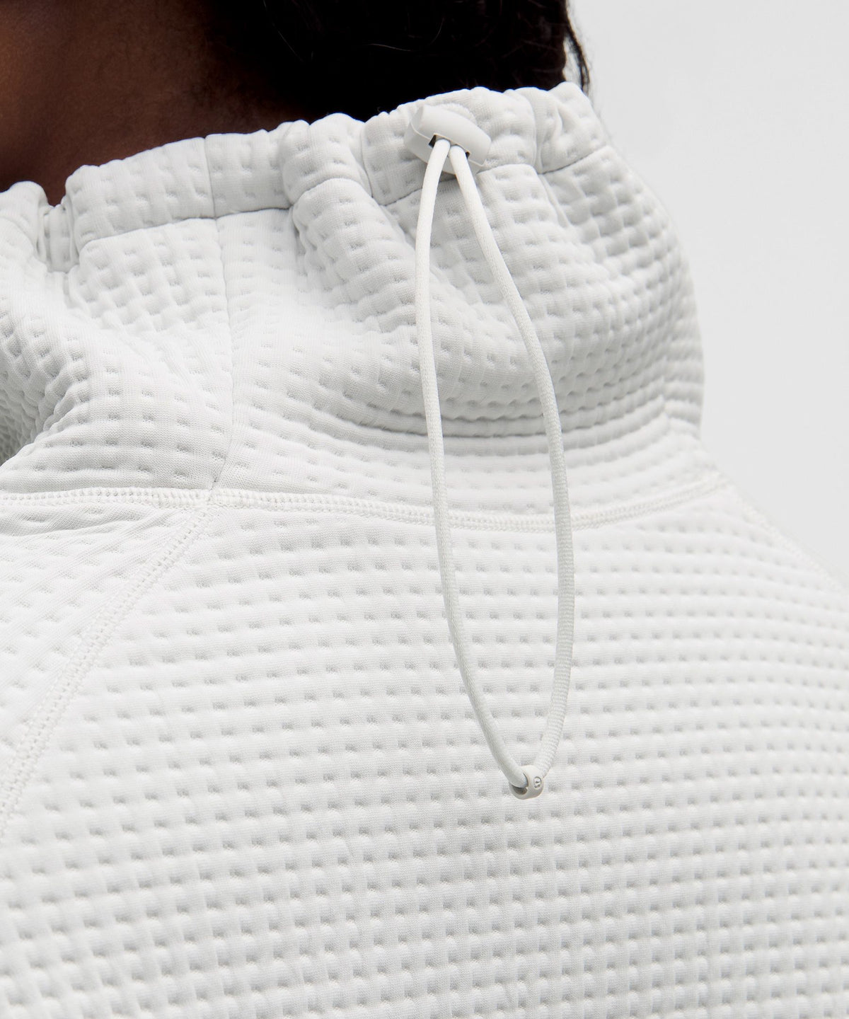 Waffle-Knit Funnel-Neck Long-Sleeve Shirt