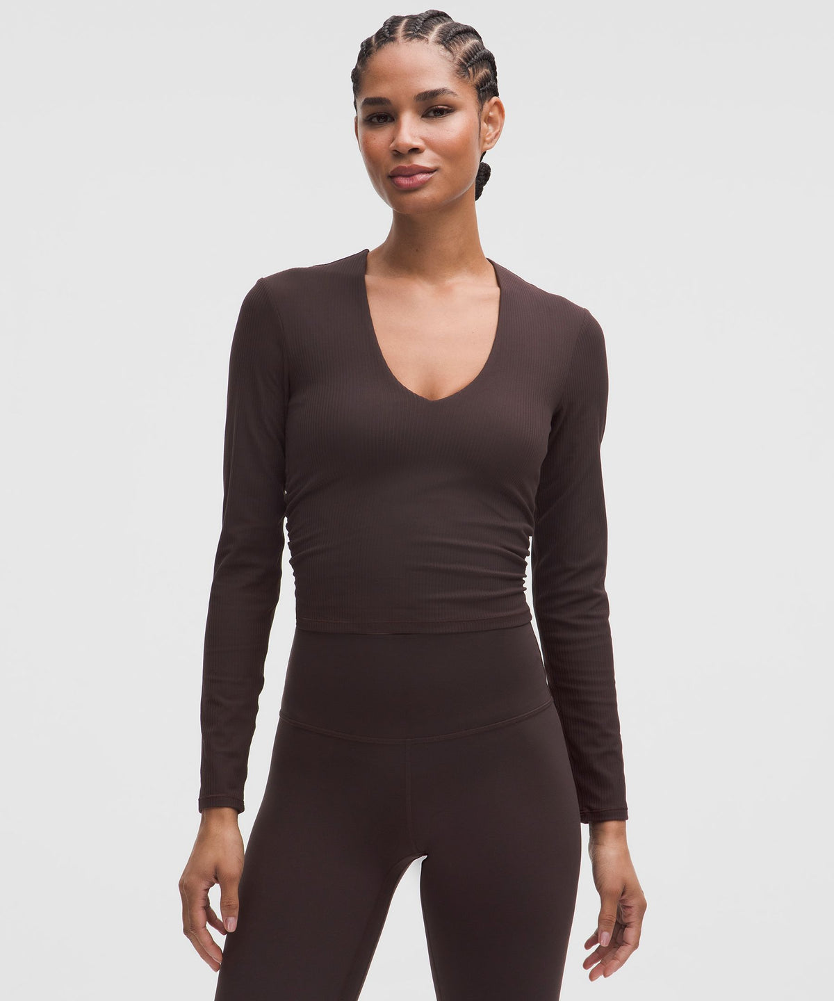 All It Takes Ribbed Nulu V-Neck Long-Sleeve ShirtB-D Cups