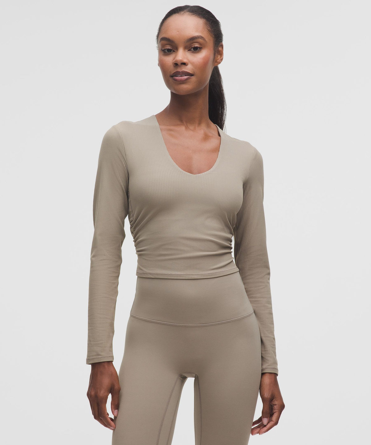 All It Takes Ribbed Nulu V-Neck Long-Sleeve ShirtB-D Cups