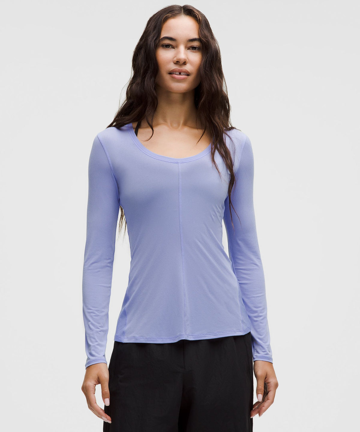 Lightweight Flowy Hem Long-Sleeve Shirt