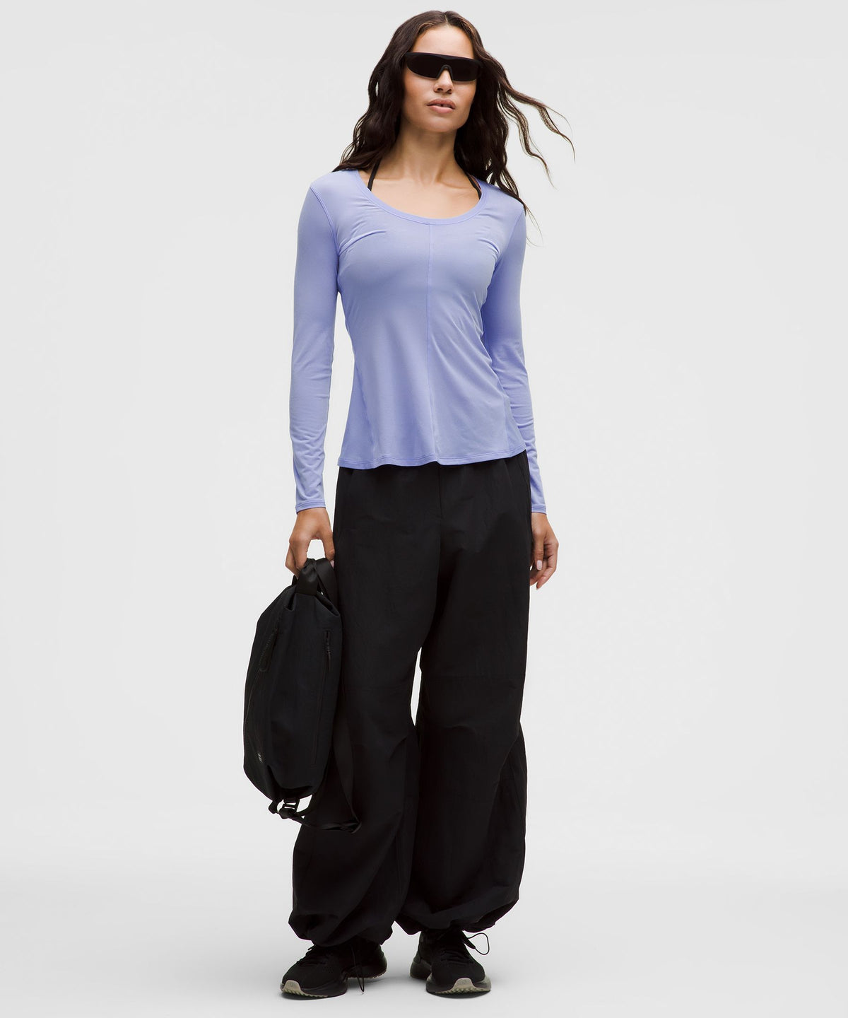 Lightweight Flowy Hem Long-Sleeve Shirt