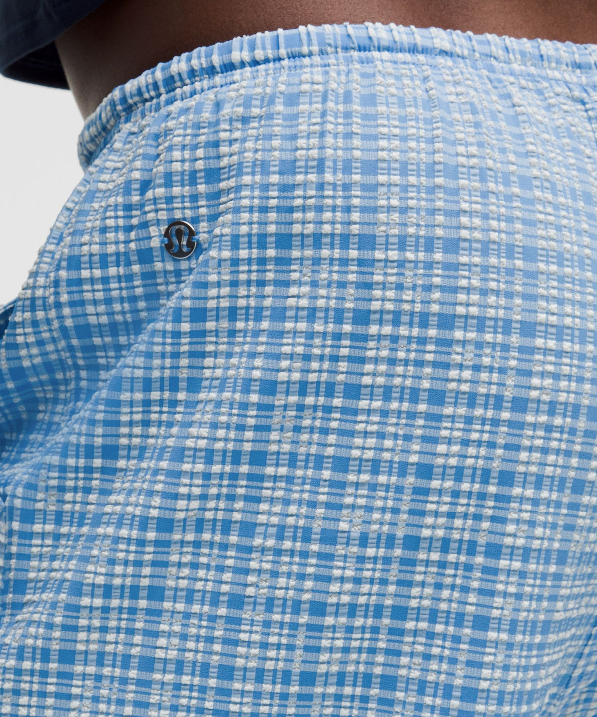 Seersucker Check Mid-Rise Pull-On Pant