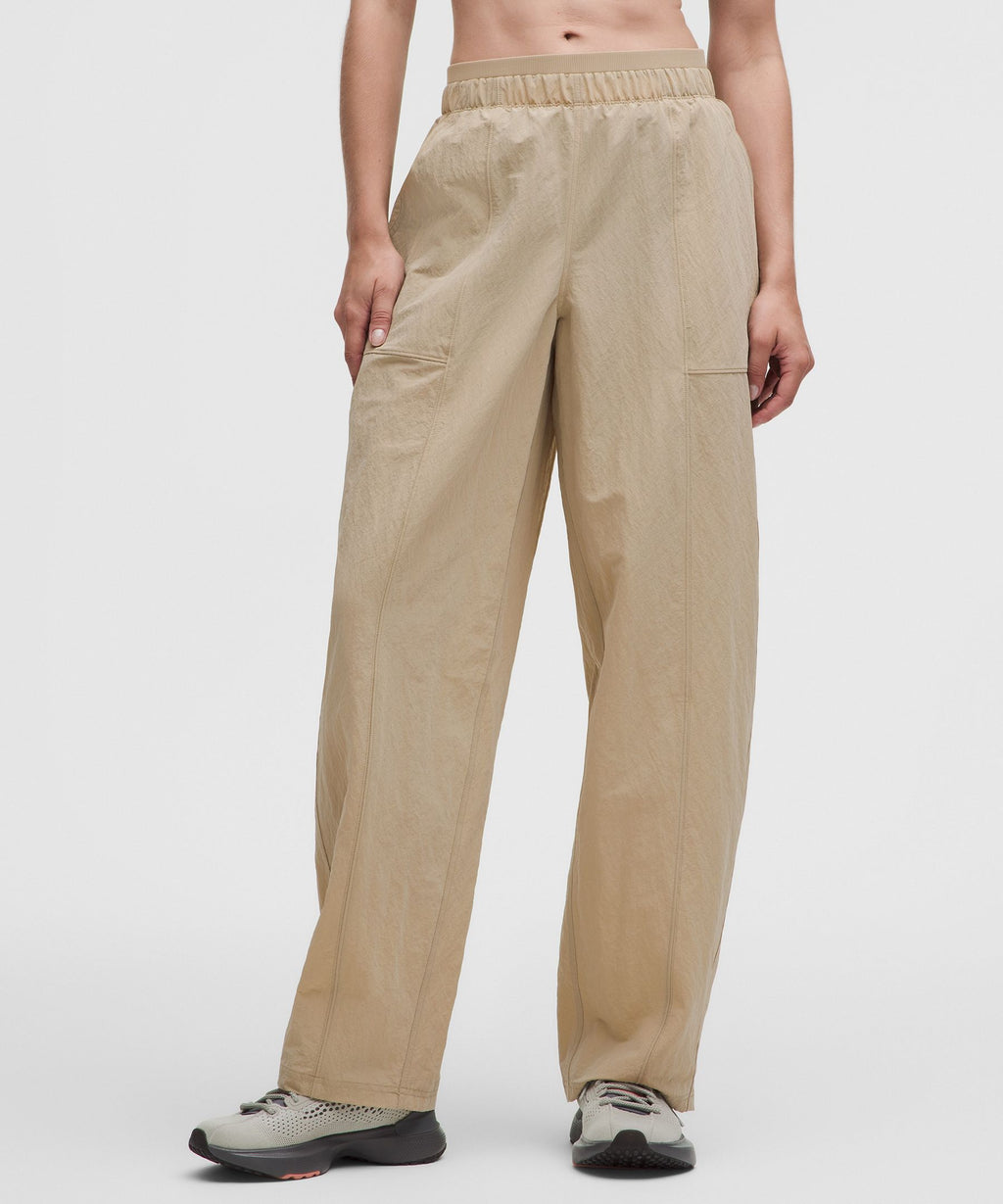 Crinkle Nylon Mid-Rise Barrel-Leg PantShort