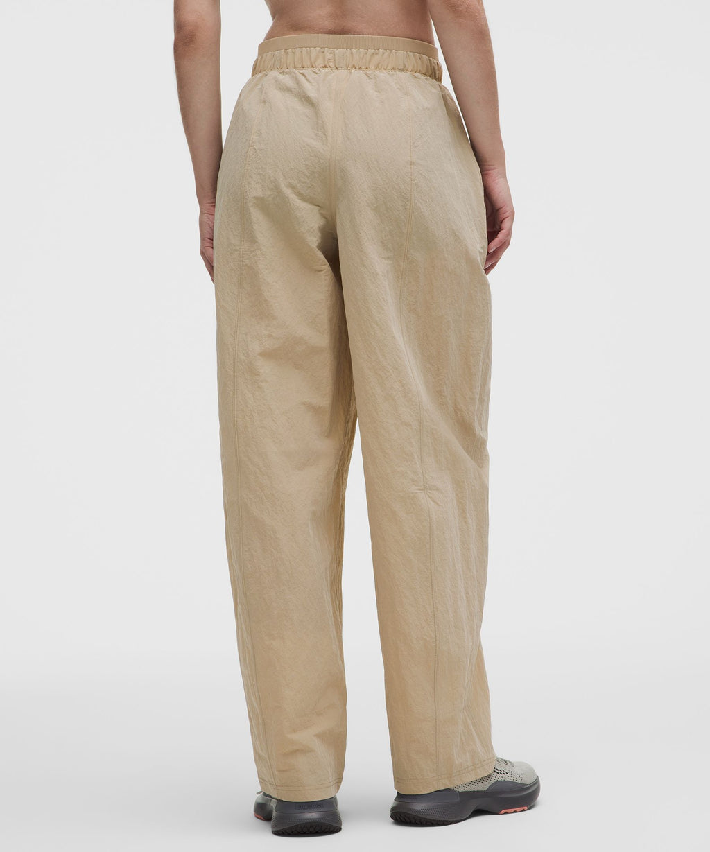 Crinkle Nylon Mid-Rise Barrel-Leg PantShort