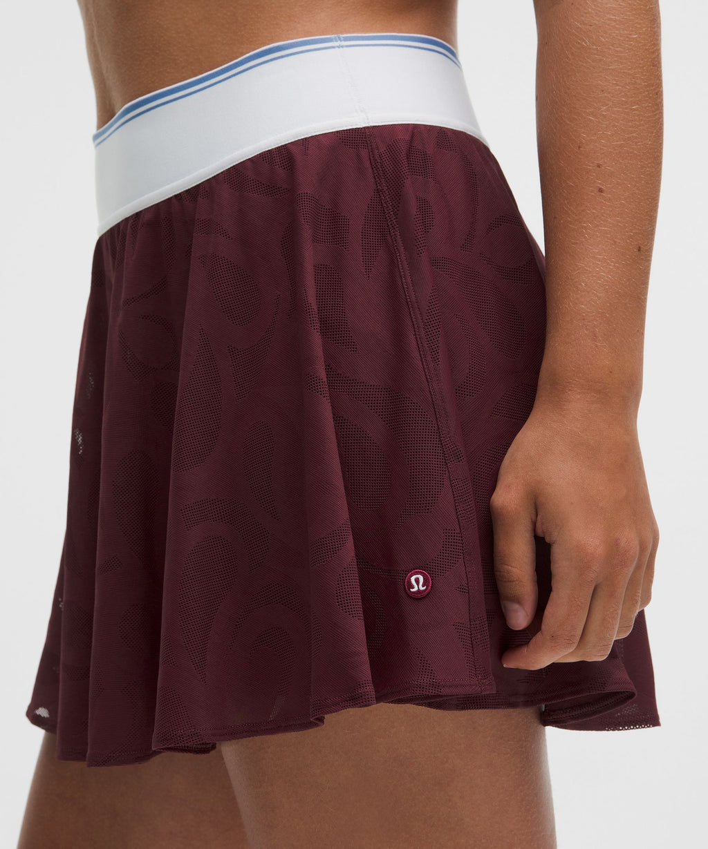 Paisley-Mesh High-Rise Tennis Skirt