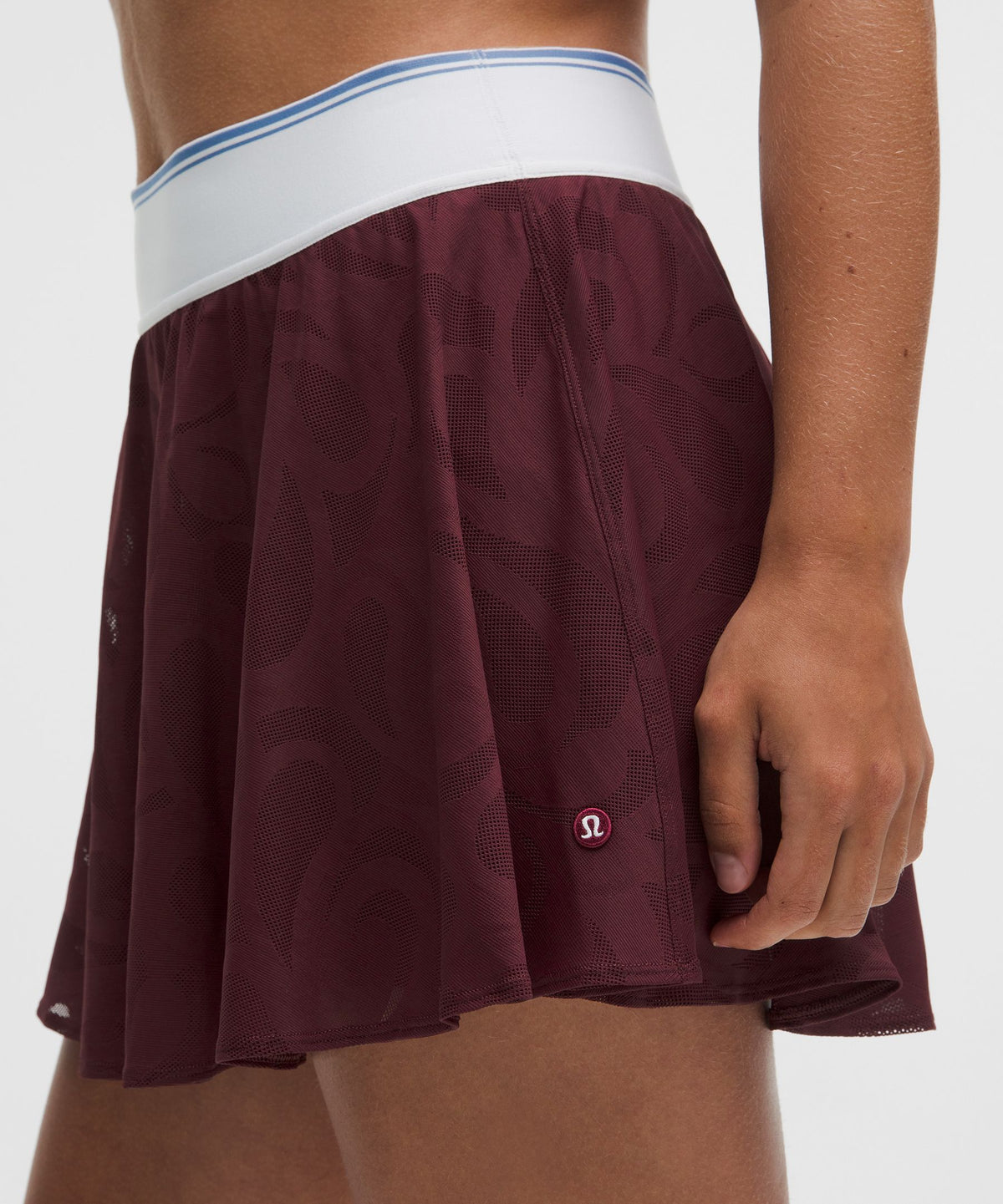 Paisley-Mesh High-Rise Tennis Skirt