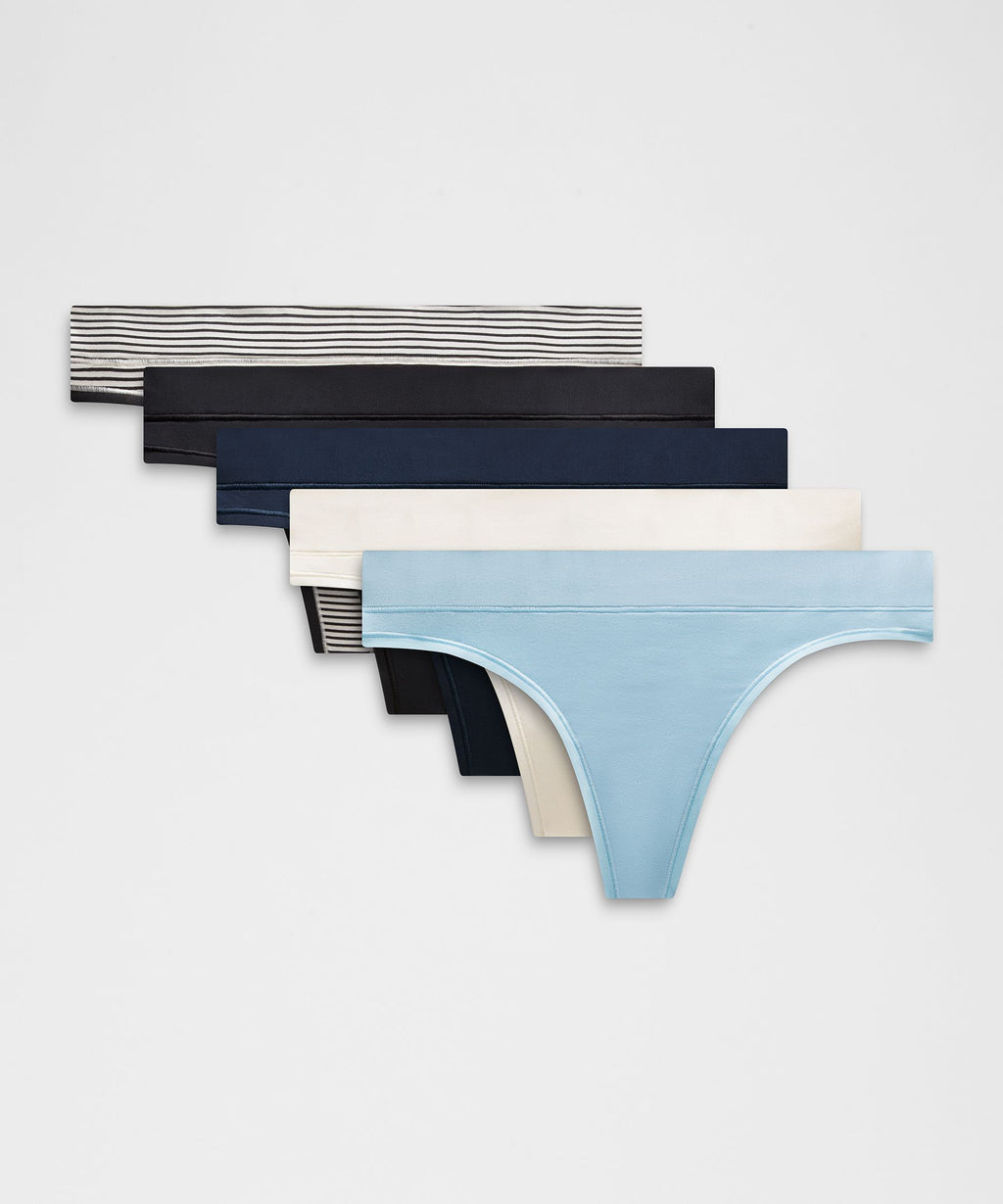 UnderEase Mid-Rise Thong Underwear5 Pack